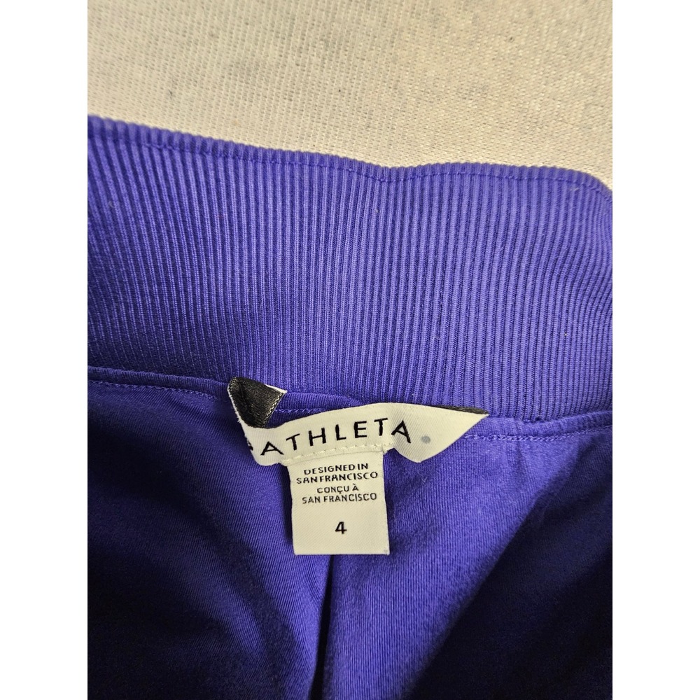 Athleta Womens Purple Ribbed Waist Straight Leg Athletic Pants Size 4 Commuter - Picture 3 of 9